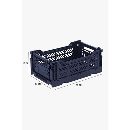 Foldable Storage Bins, Plastic Crate for Storage, Collapsible Crate, Utility Stackable Box Small Navy - Luna Crates