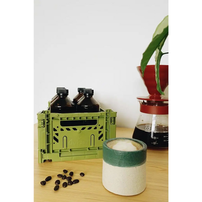 Foldable Storage Bins, Plastic Crate for Storage, Collapsible Crate, Utility Stackable Box Small Olive - Luna Crates