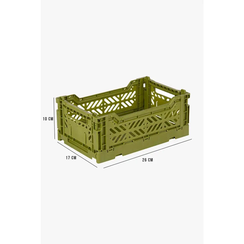 Foldable Storage Bins, Plastic Crate for Storage, Collapsible Crate, Utility Stackable Box Small Olive - Luna Crates