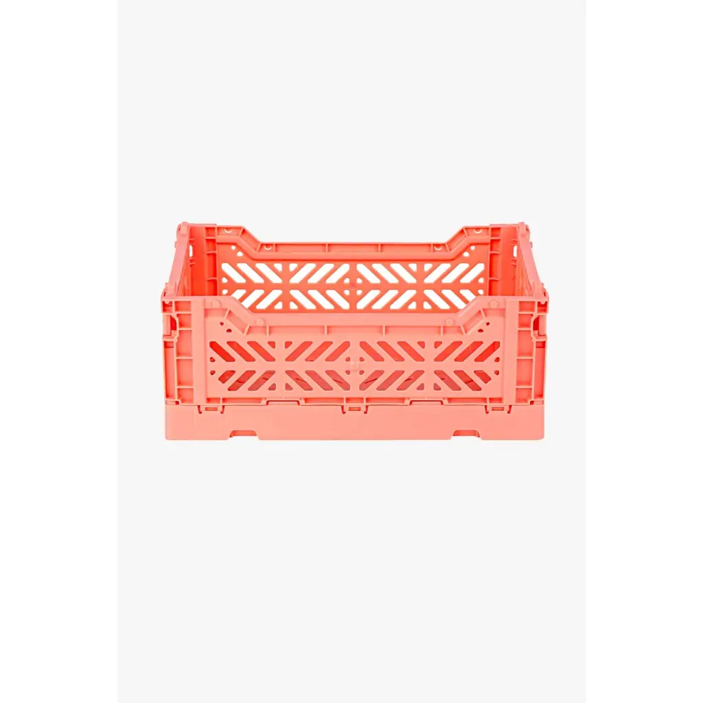 Foldable Storage Bins, Plastic Crate for Storage, Collapsible Crate, Utility Stackable Box Small Salmon Pink - Luna Crates