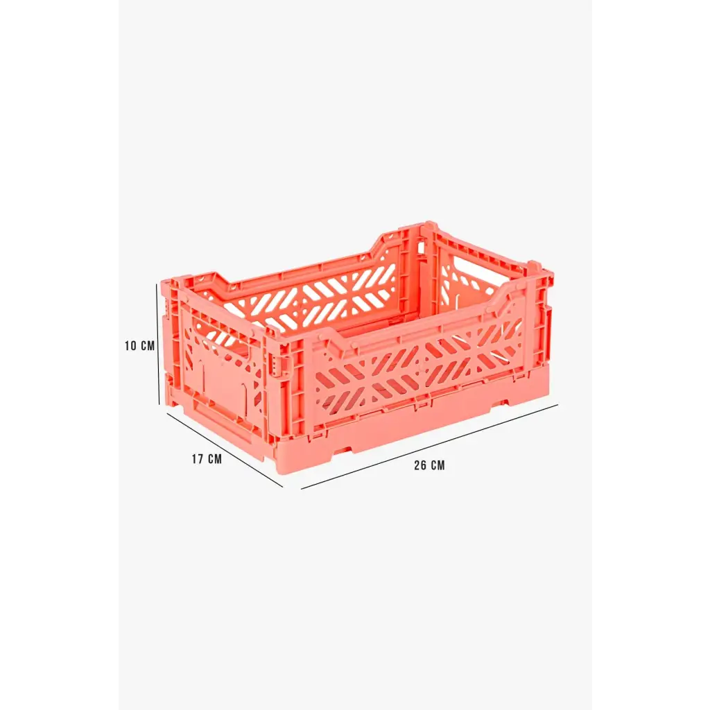 Foldable Storage Bins, Plastic Crate for Storage, Collapsible Crate, Utility Stackable Box Small Salmon Pink - Luna Crates