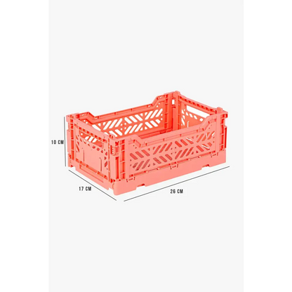 Foldable Storage Bins, Plastic Crate for Storage, Collapsible Crate, Utility Stackable Box Small Salmon Pink - Luna Crates