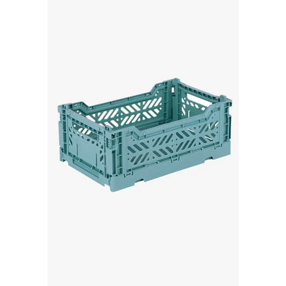 Foldable Storage Bins, Plastic Crate for Storage, Collapsible Crate, Utility Stackable Box Small Teal - Luna Crates
