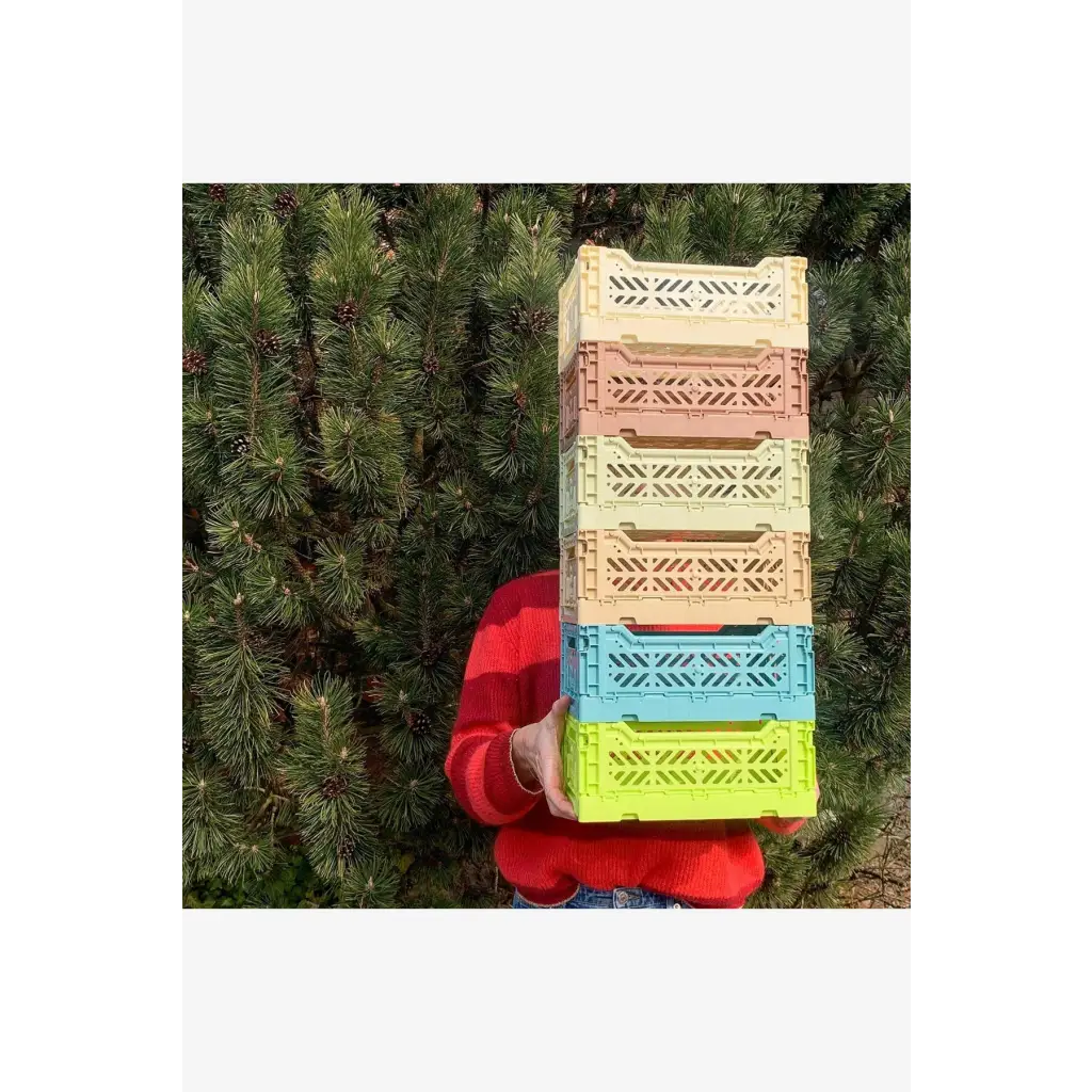 Foldable Storage Bins, Plastic Crate for Storage, Collapsible Crate, Utility Stackable Box Small Teal - Luna Crates