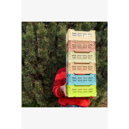 Foldable Storage Bins, Plastic Crate for Storage, Collapsible Crate, Utility Stackable Box Small Teal - Luna Crates