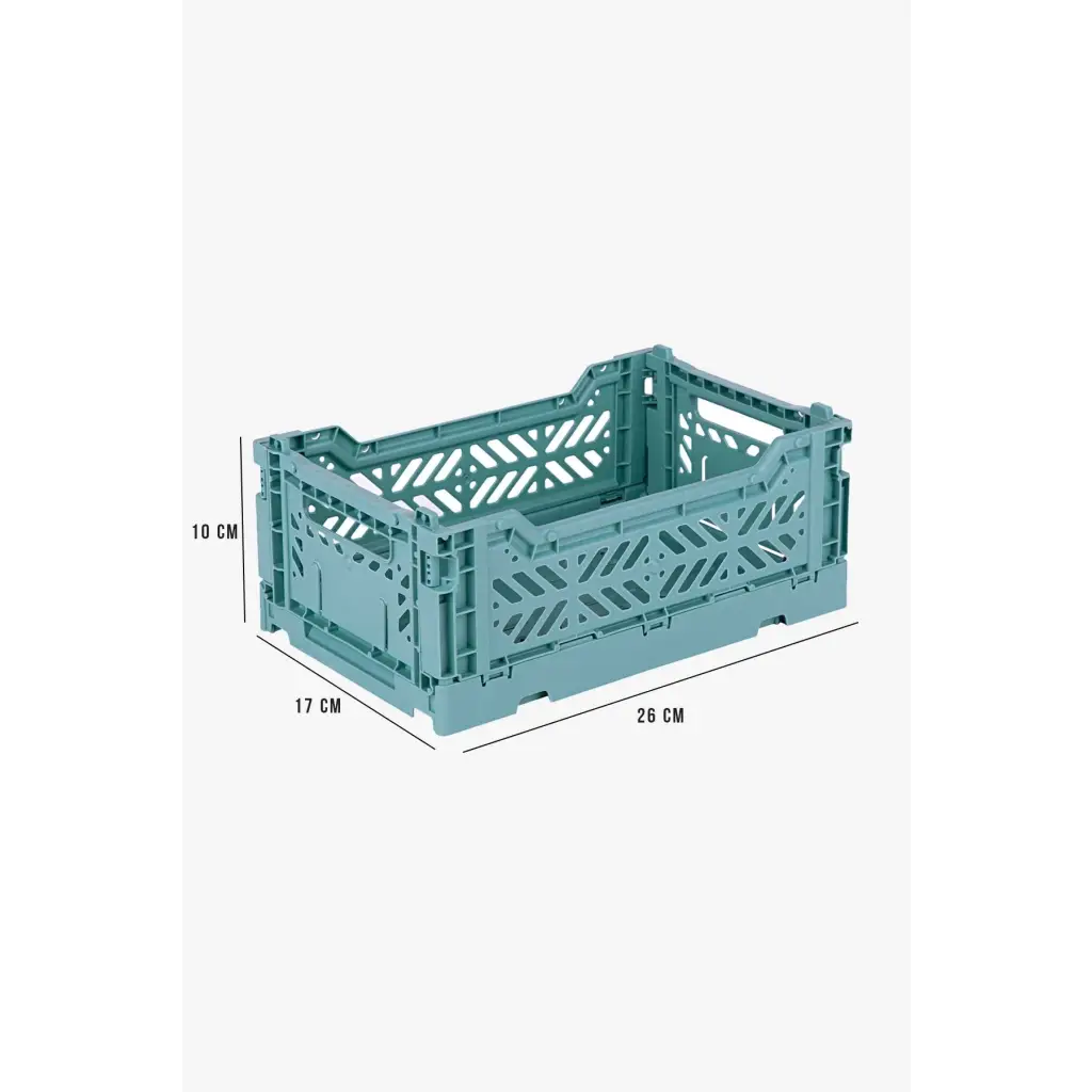 Foldable Storage Bins, Plastic Crate for Storage, Collapsible Crate, Utility Stackable Box Small Teal - Luna Crates
