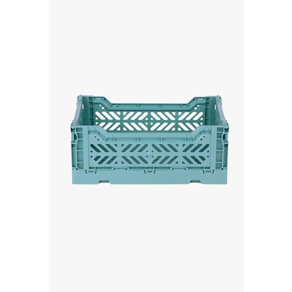 Foldable Storage Bins, Plastic Crate for Storage, Collapsible Crate, Utility Stackable Box Small Teal - Luna Crates