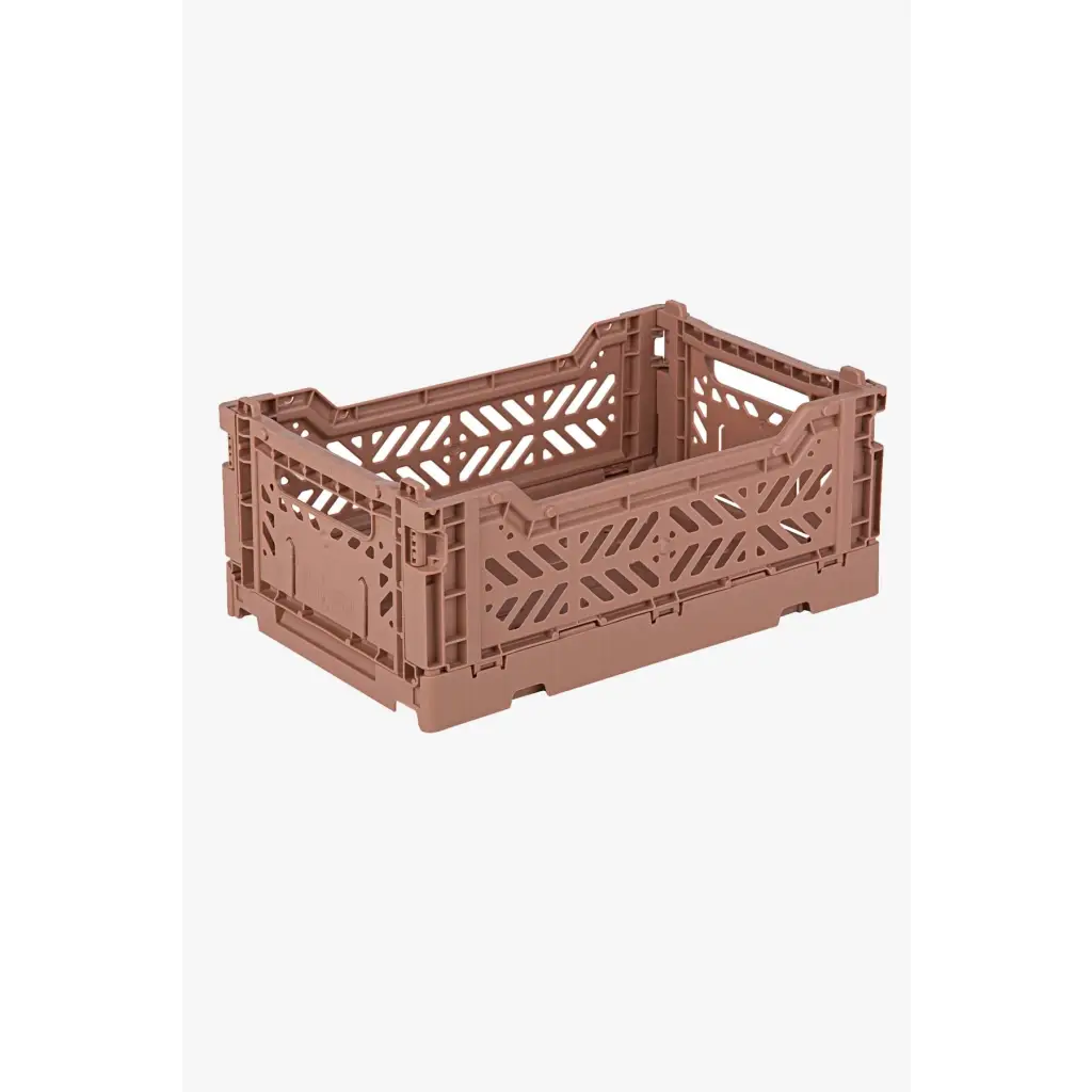 Foldable Storage Bins, Plastic Crate for Storage, Collapsible Crate, Utility Stackable Box Small Warm Taupe - Luna Crates