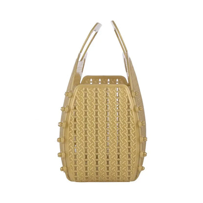 Gold Foldable Mini Plastic Women's Tote Bag - Luna Crates