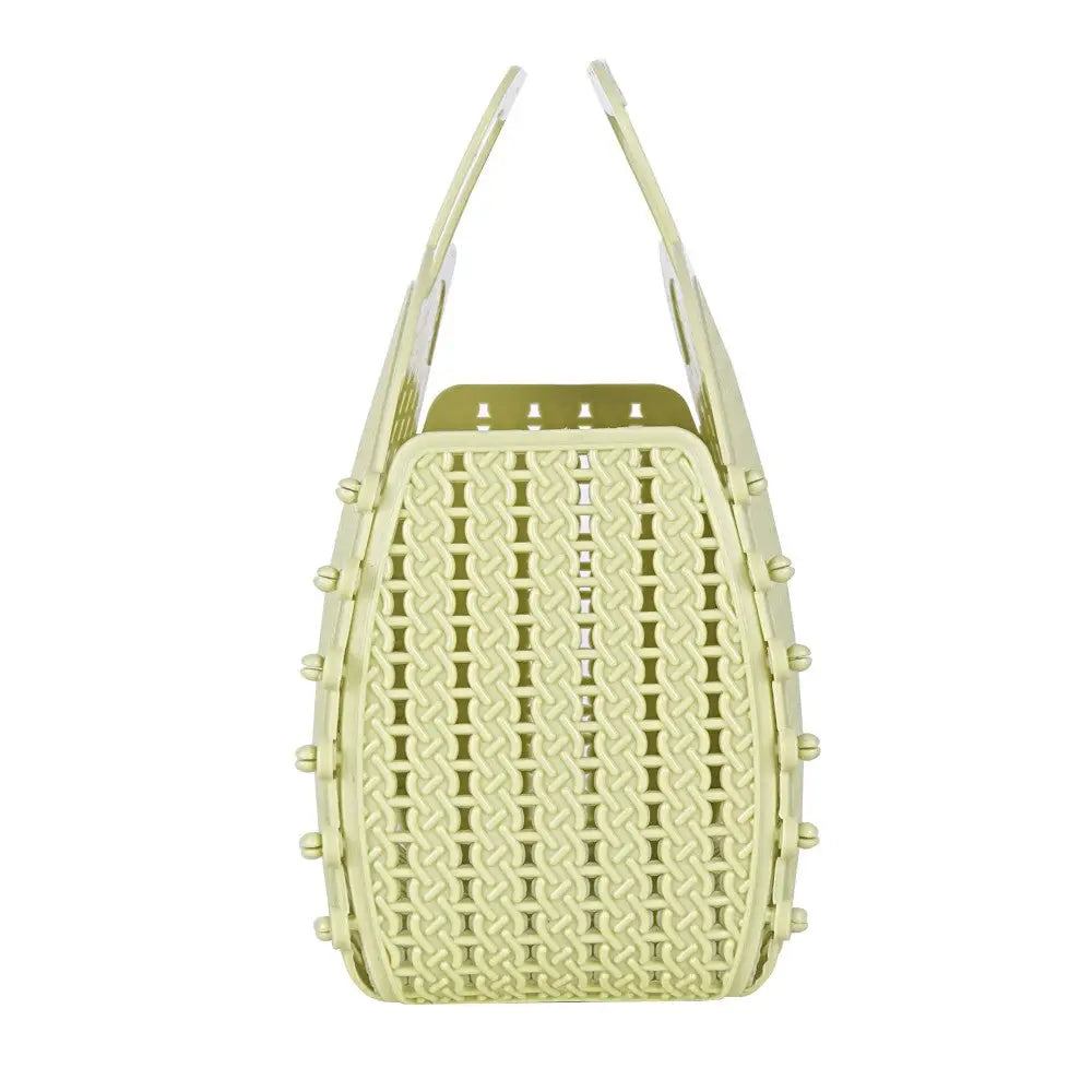 Lime Cream Foldable Mini Plastic Women's Tote Bag - Luna Crates