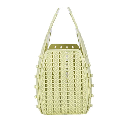Lime Cream Foldable Mini Plastic Women's Tote Bag - Luna Crates