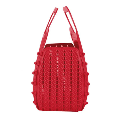 Red Foldable Mini Plastic Women's Tote Bag - Luna Crates