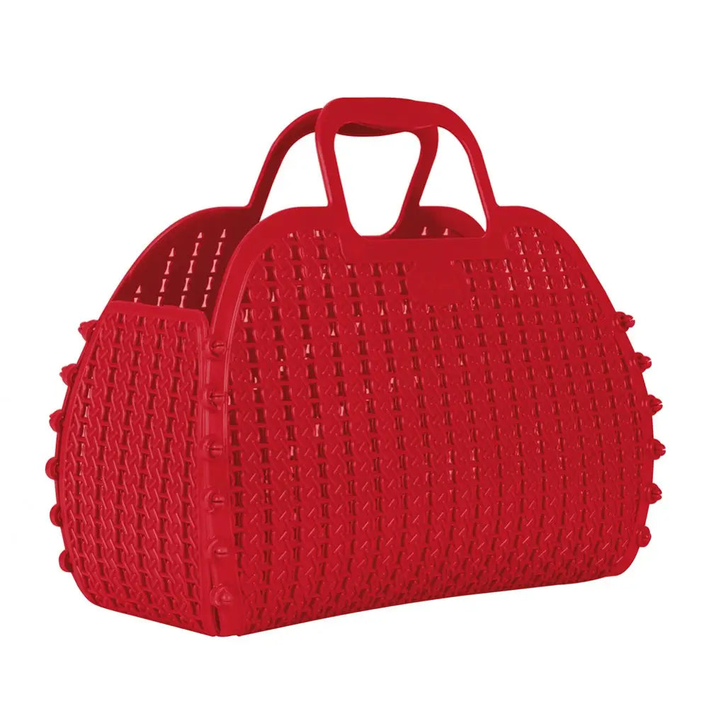 Red Foldable Mini Plastic Women's Tote Bag - Luna Crates