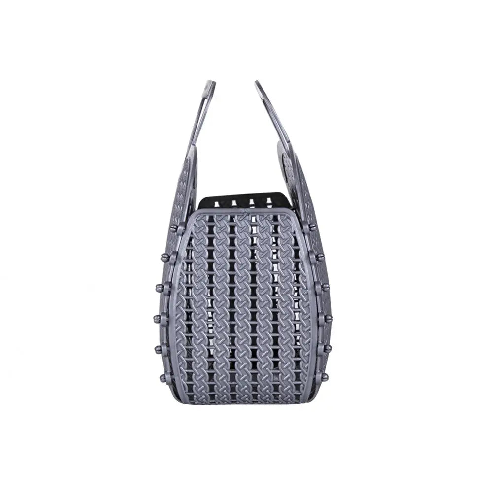 Silver Foldable Mini Plastic Women's Tote Bag - Luna Crates